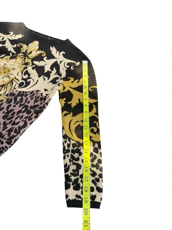 MINKPINK Black Multi Gold Metallic Lion Baroque Knit Sweater (XS) - Picture 11 of 14